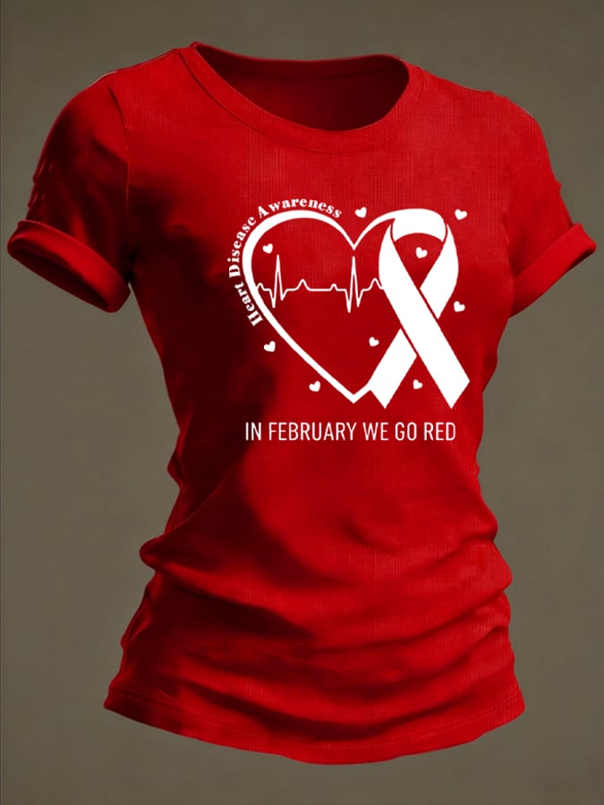 Women's Heart Disease Awareness Crewneck T-shirt