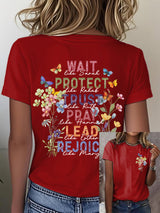 🔥Hot Sale Picks 🔥Women'S Casual Floral Faith Print Short Sleeve T-Shirt