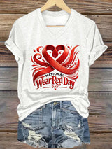 Women's Heart Disease Awareness Print T-shirt