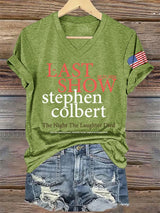🔥Buy 3 Get 15% Off🔥V-Neck Retro Last Show 05.21.2026 The Night The Laughter Died After The Opening Monol, Hopefully People Laughed During The Show Print T-Shirt