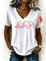 Women's casual heart disease awareness T-shirt