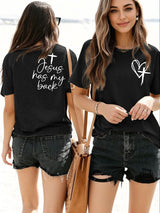 Women's Faith in Jesus Cross Round Neck Short Sleeve T-shirt