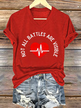 Women's Heart Disease Awareness Print T-shirt