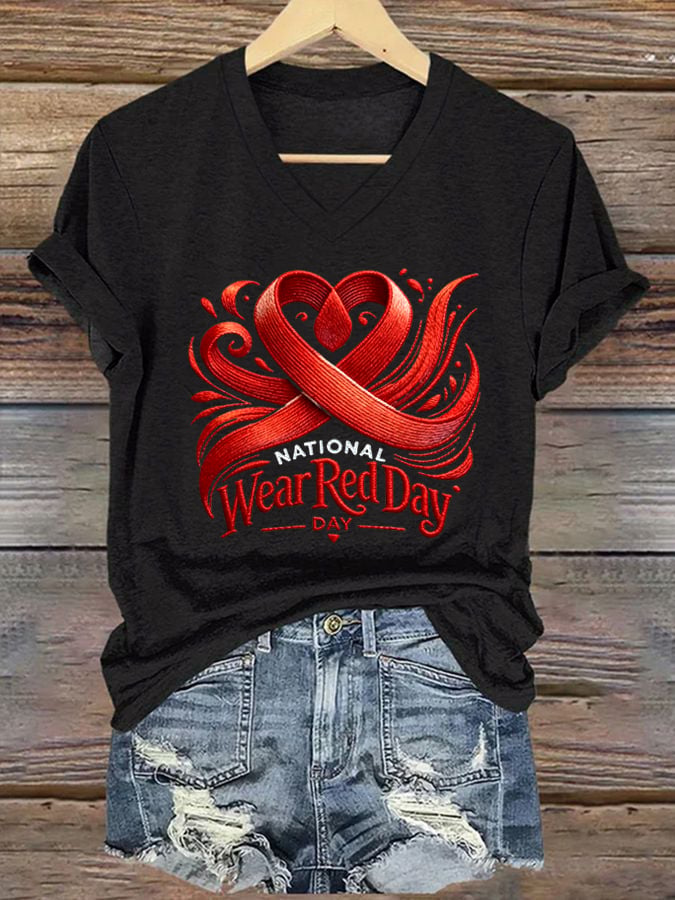Women's Heart Disease Awareness Print T-shirt
