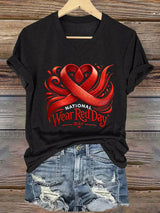 Women's Heart Disease Awareness Print T-shirt