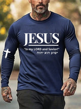 Men'S Jesus Is My Lord And Savior Print Crew Neck T-Shirt