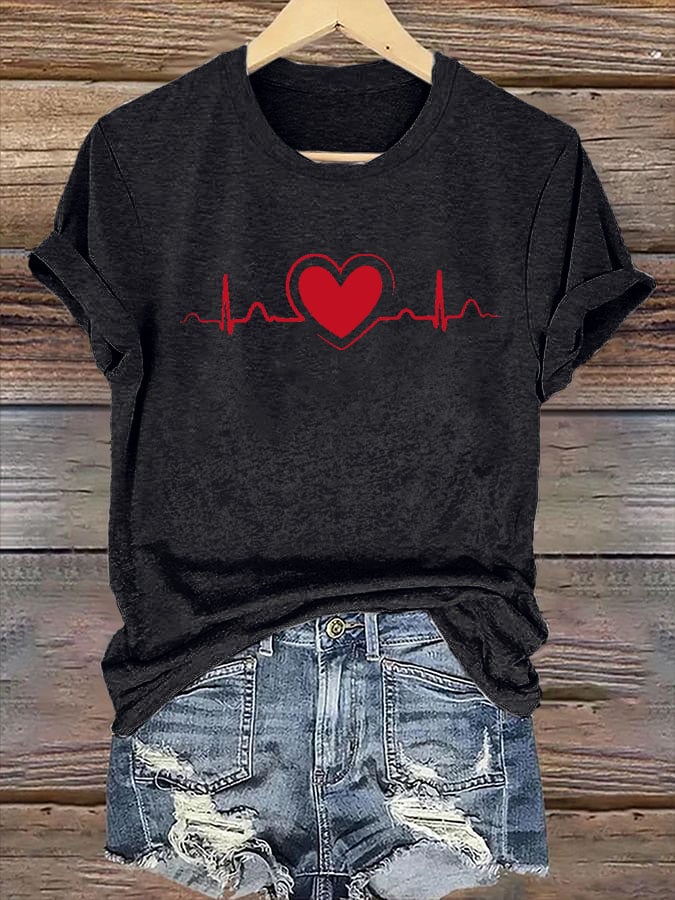 Women's Heart Disease Awareness Print T-shirt