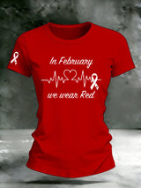 Women's Heart Disease Awareness Print T-shirt