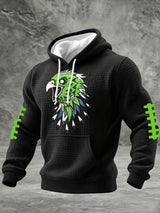 Men's Football Printed Plaid Fabric Hooded Sweatshirt