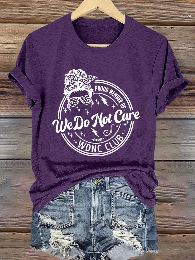 Retro Funny Proud Member Of WDNC Club We Do Not Care Menopause Perimenopause Print T-Shirt