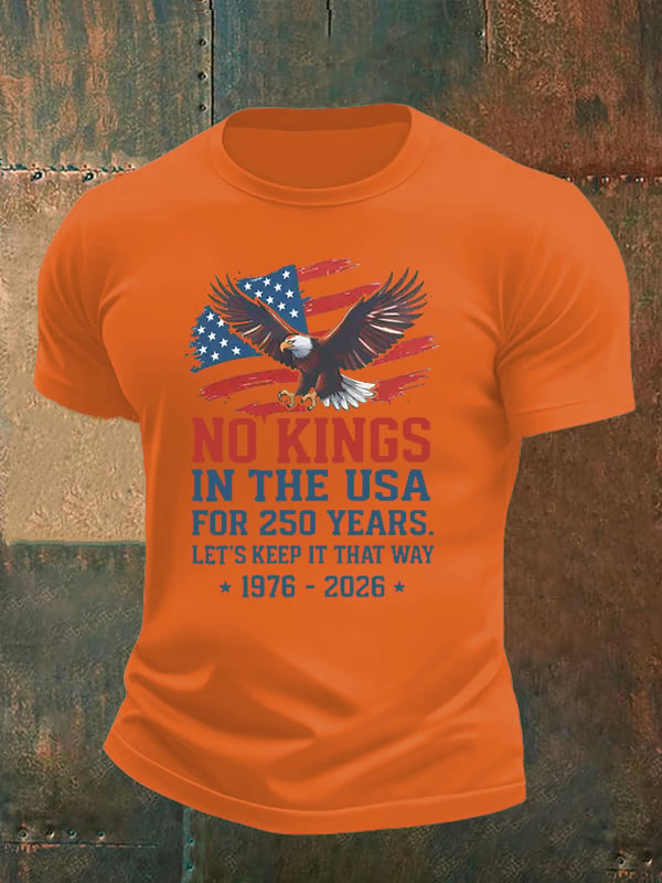 🔥Buy 3 Get 15% Off🔥Men's   No Kings USA Patriotic Tee ,250 Years of Democracy printed T-shirt