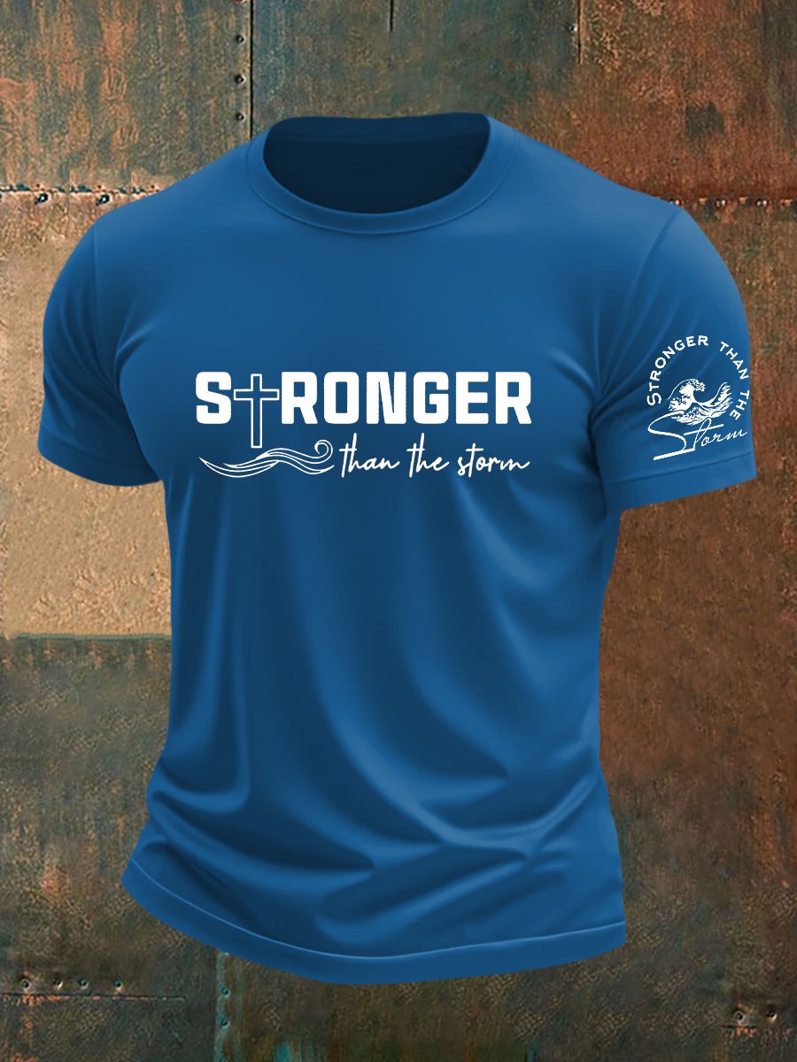 Men's Stronger than the Storm Cross Print Short Sleeve Tee