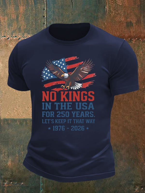 🔥Buy 3 Get 15% Off🔥Men's   No Kings USA Patriotic Tee ,250 Years of Democracy printed T-shirt