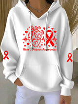 Women's Heart Disease Awareness Print Long-Sleeve Hooded Sweatshirt