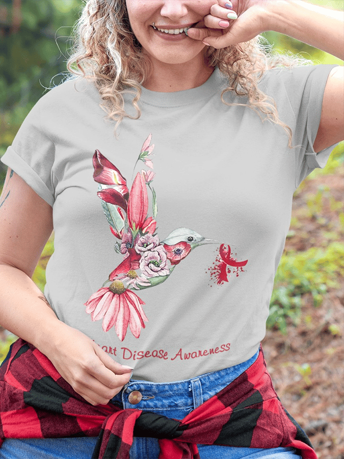 Women's Heart Disease Awareness Print T-shirt