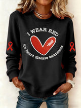 Women's Heart Disease Awareness Print Sweatshirt