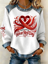Women's Heart Disease Awareness Print Long-Sleeved Sweatshirt