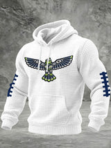 Men's Football Printed Plaid Fabric Hooded Sweatshirt
