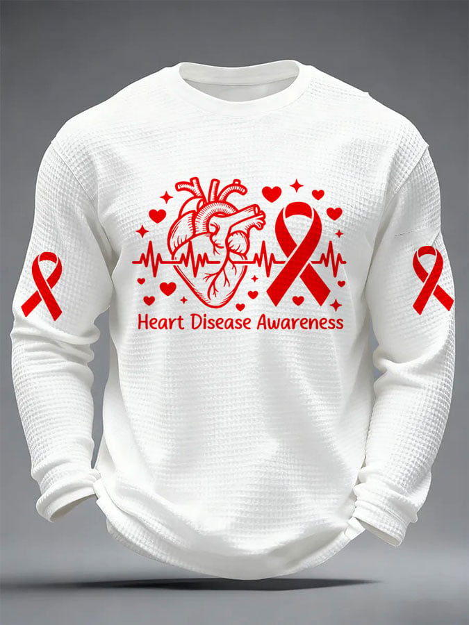 Men's Heart Disease Awareness Printed Long-Sleeve T-Shirt