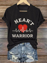 Women's Casual Heart Disease Awareness Printed Short-Sleeve T-Shirt