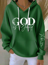 Women's casual retro God is good faith ribbed sweatshirt