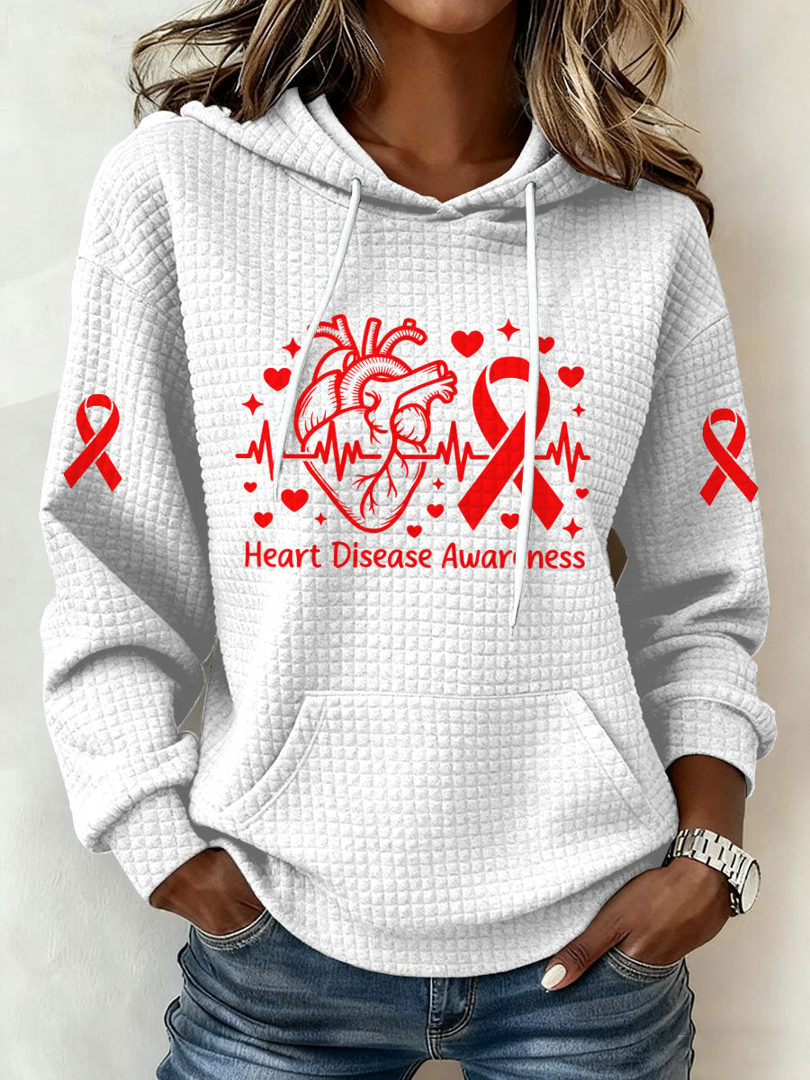 Women's Heart Disease Awareness Print Hooded Sweatshirt