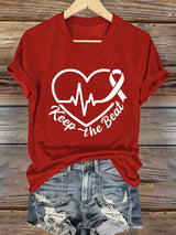 Women's casual heart disease awareness T-shirt