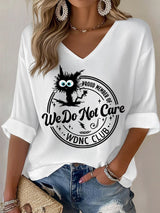 V-Neck Retro Funny Proud Member Of WDNC Club We Do Not Care Menopause Perimenopause Print T-Shirt