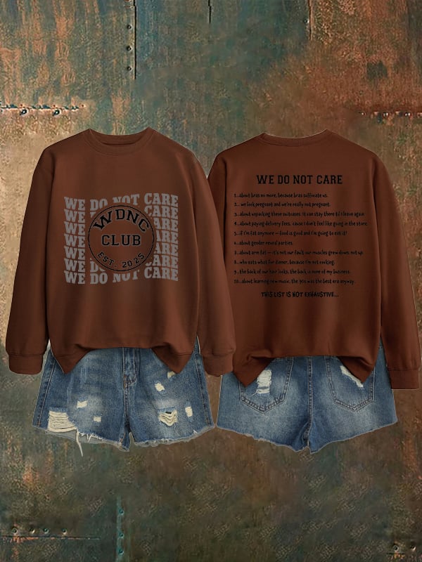 Women's  Retro Funny Proud Member Of Club We Do Not Care Menopause Perimenopause Print   Sweatshirt
