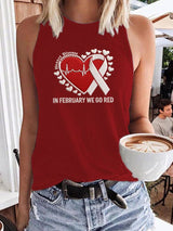 Women's Heart Disease Awareness Printed Vest