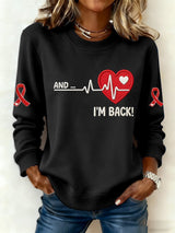 Women's Annnd I'm Back Heartbeat Print Sweatshirt
