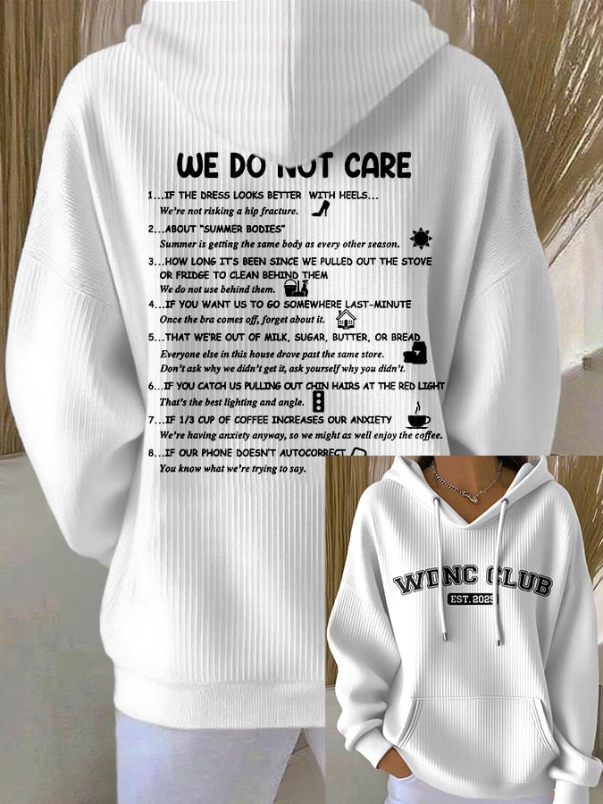 Retro Funny WDNC Club Menopause Perimenopause Print Hoodie