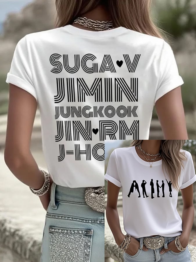 Women's BTS Fan Print Short-Sleeve T-Shirt