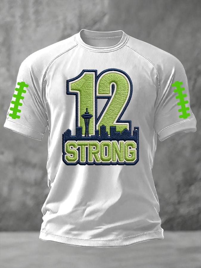 Men's football print short-sleeved T-shirt