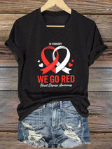 Women's Heart Disease Awareness Print T-shirt