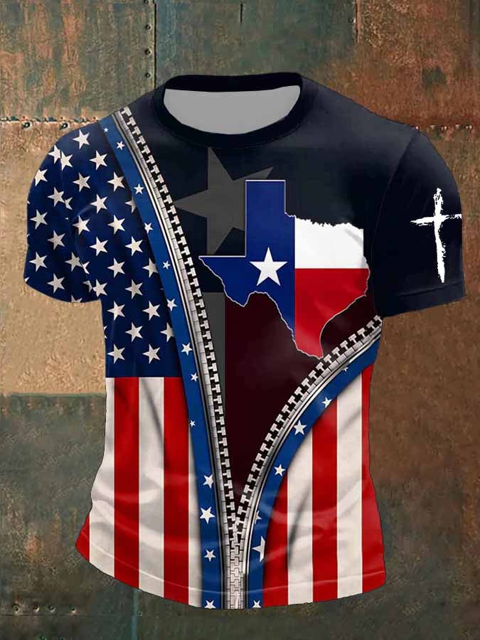 Men's Retro Texas Flag State Of Print T-Shirt