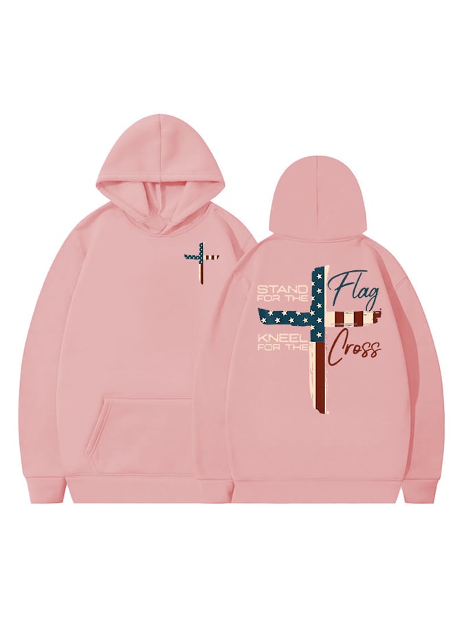 Women's  Stand For The Flag Kneel For The Cross  Printed Casual Hoodie
