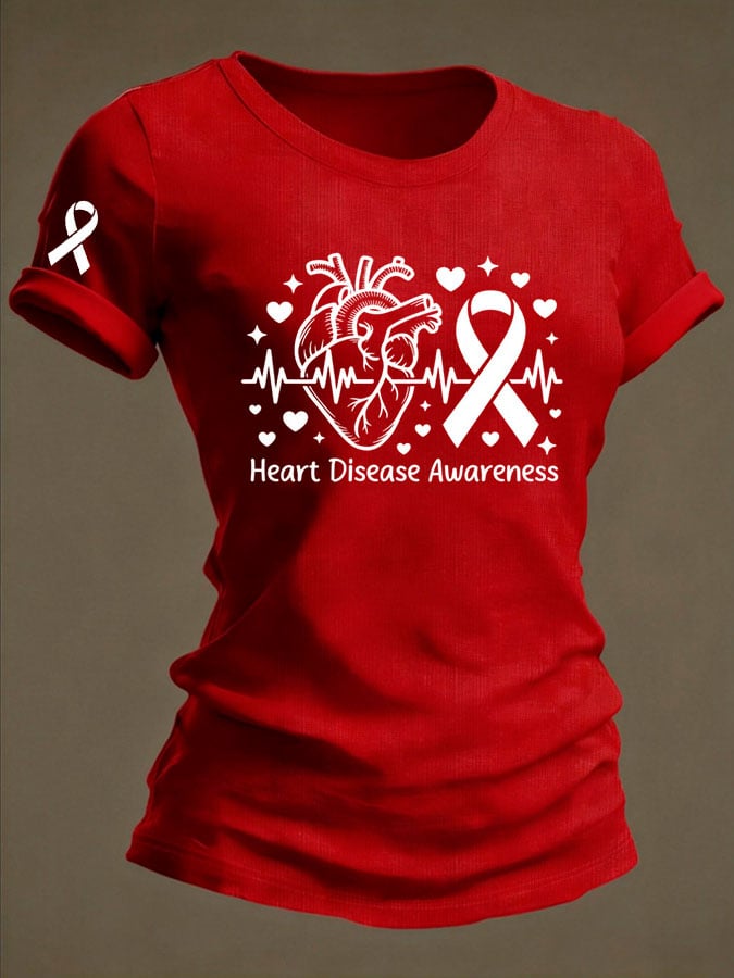 Women's Heart Disease Awareness Crewneck T-shirt