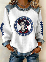 Women's rugby print long-sleeved sweatshirt