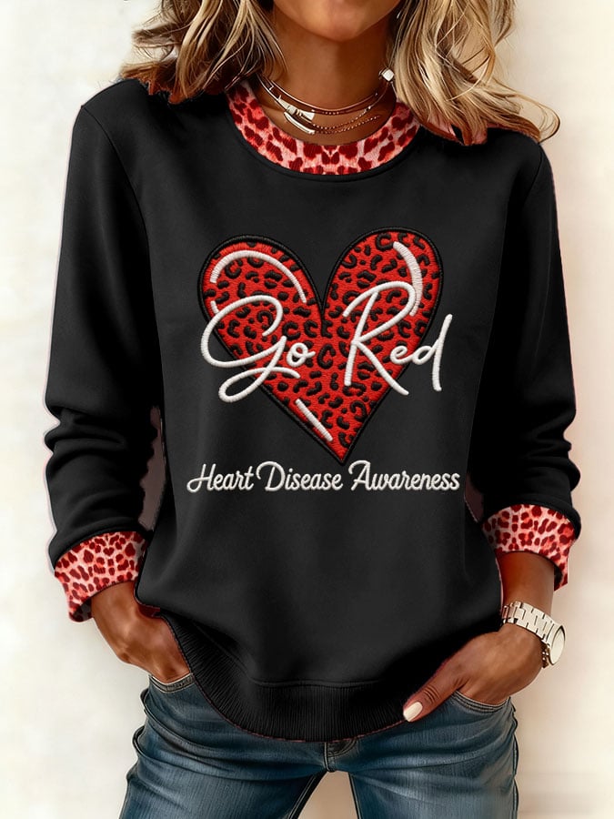 Women's Heart Disease Awareness Print Sweatshirt