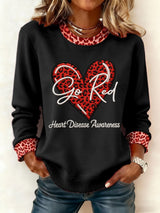 Women's Heart Disease Awareness Print Sweatshirt
