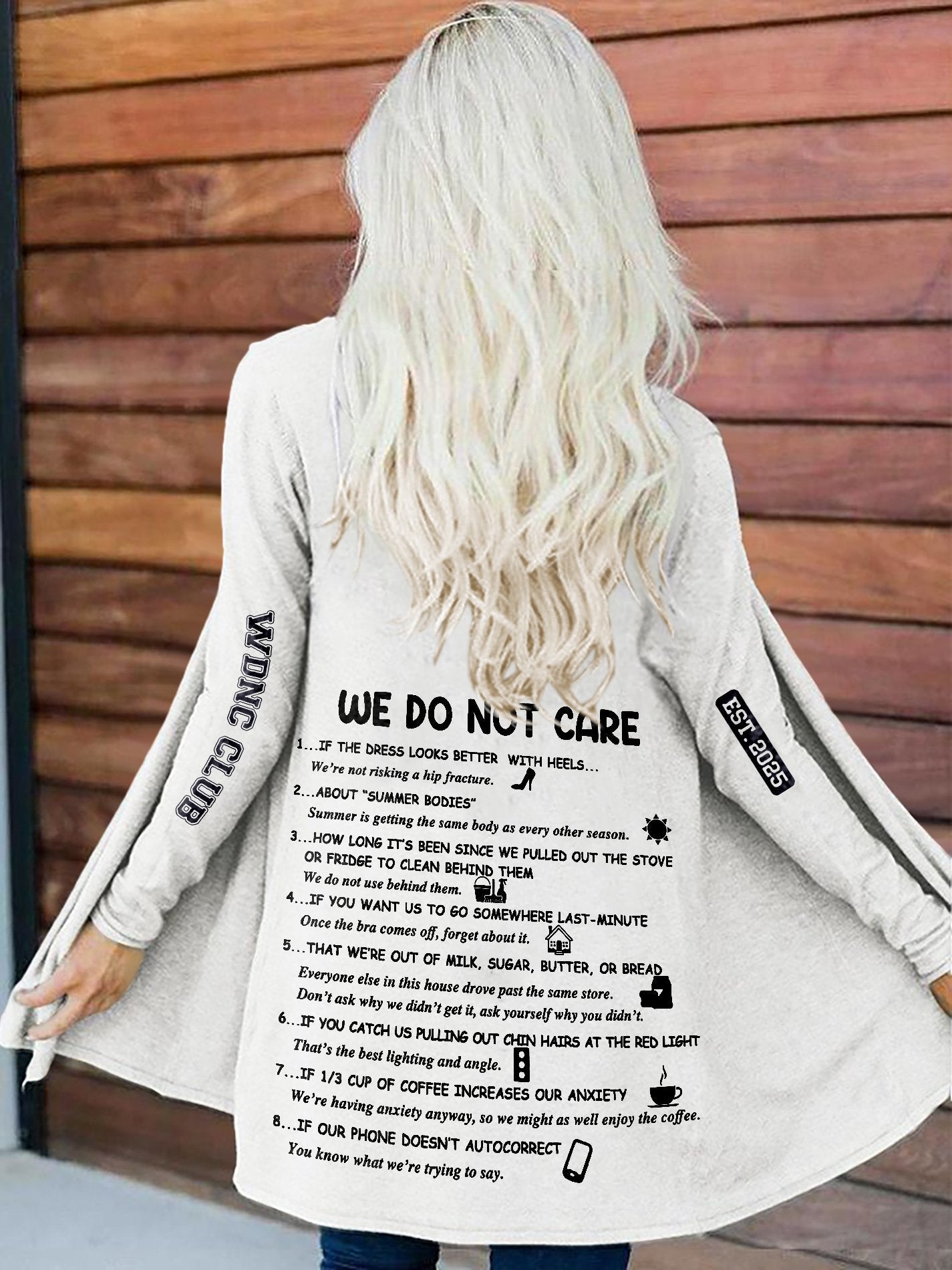 Retro Funny WDNC Club Menopause Perimenopause Print Cardigan
