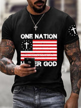 Men's Casual Faith One Nation Under God Graphic Print Short Sleeve T-Shirt