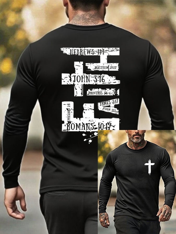 Men's Faith Cross Print Crew Neck T-shirt