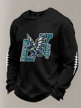 Men’s Football Graphic Waffle Knit Long Sleeve Crewneck T-Shirt