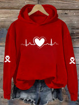 Women's Casual Heart Disease Awareness Print Hoodie