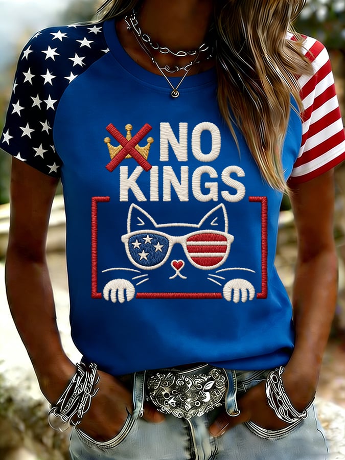 🔥Buy 3 Get 15% Off🔥Women's No Kings Print Raglan Sleeve T-Shirt