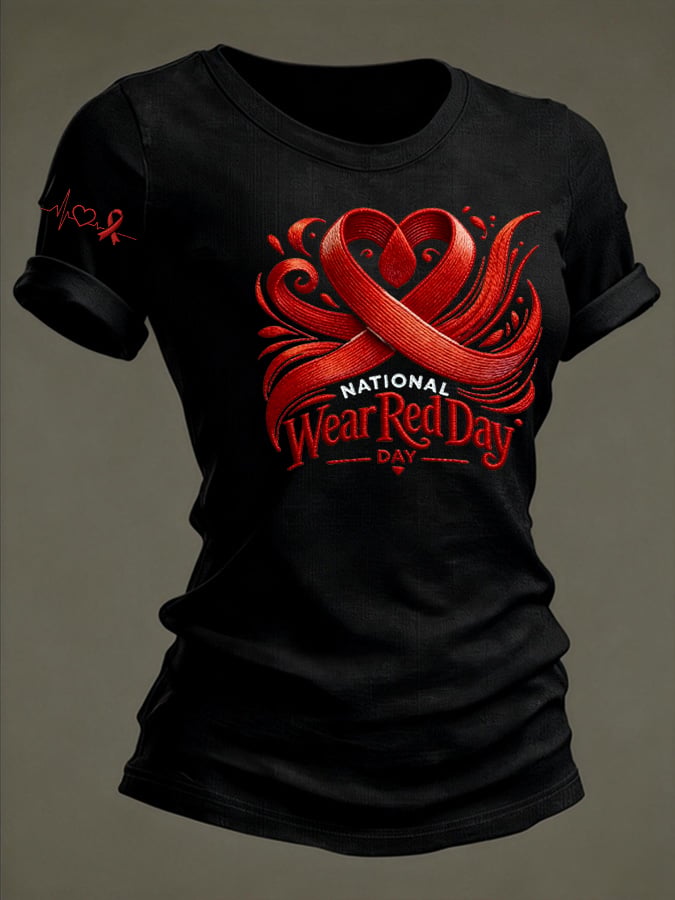 Women's Heart Disease Awareness Crewneck T-shirt
