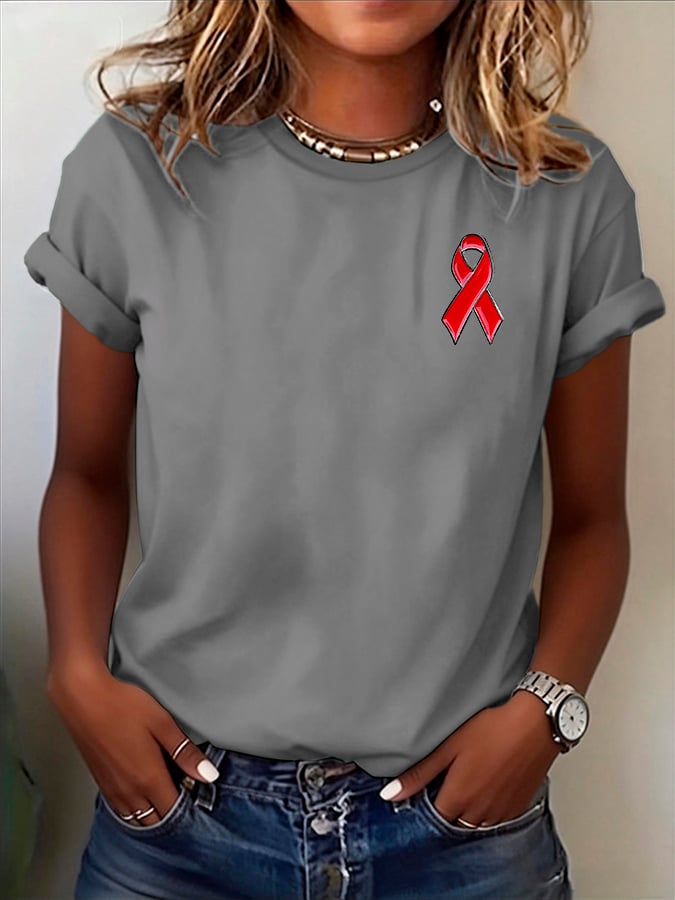 Women's Heart Disease Awareness Print T-shirt