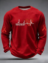 Men's casual heart disease awareness waffle-knit T-shirt